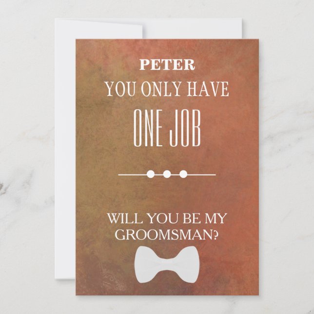 Kommer du att bli min Groomsman? Inbjudningar (Framsida)