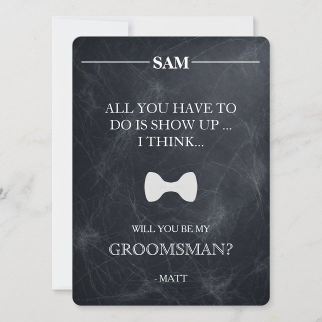 Kommer du att bli min Groomsman? Inbjudningar (Framsida)