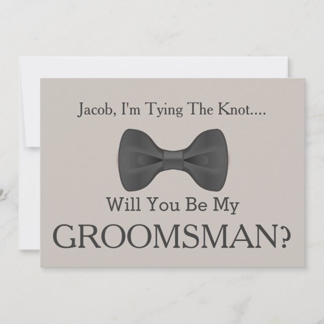 Kommer du att bli min Groomsman med Grått Bow? Inbjudningar (Framsida)