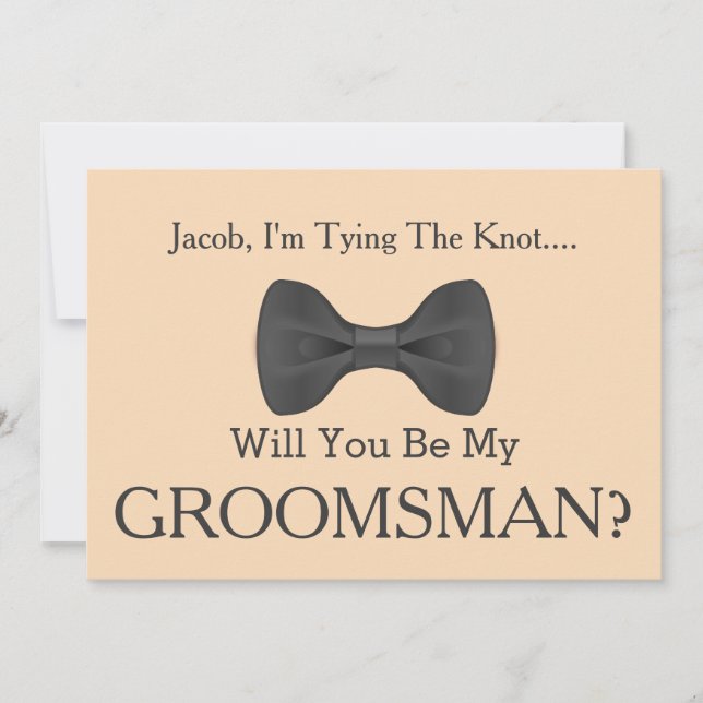 Kommer du att bli min Groomsman med Grått Bow? Inbjudningar (Framsida)