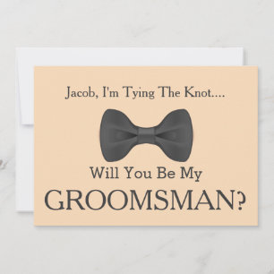 Kommer du att bli min Groomsman med Grått Bow? Inbjudningar