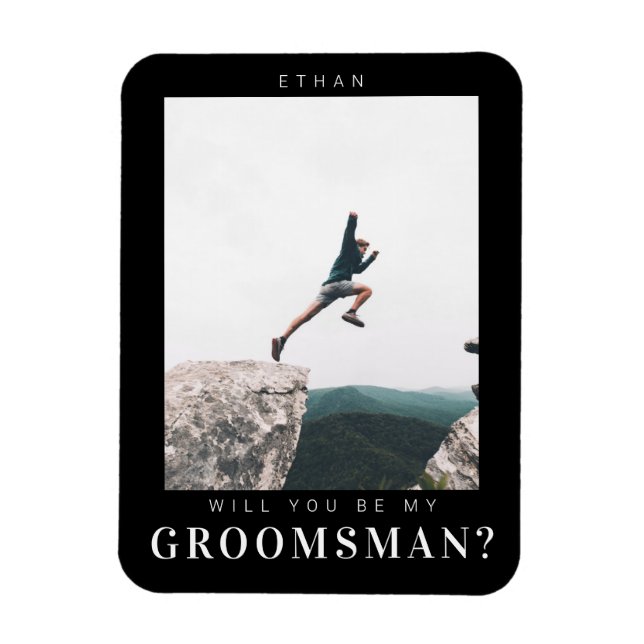 Kommer du att bli min Groomsman Minima Photo Moder Magnet (Vertikal)