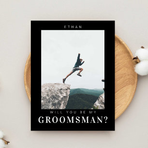 Kommer du att bli min Groomsman Minimal Photo Mode Vykort