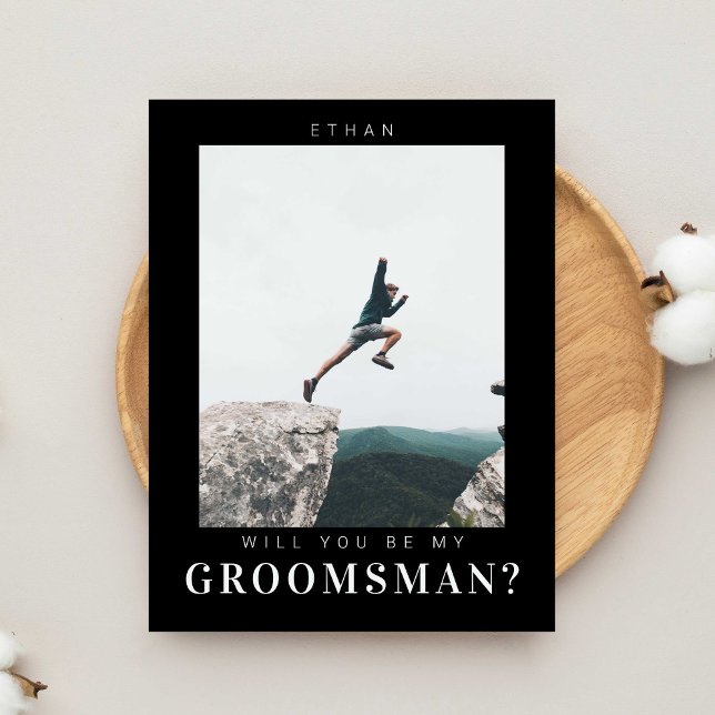 Kommer du att bli min Groomsman Minimal Photo Mode Vykort (Skapare uppladdad)