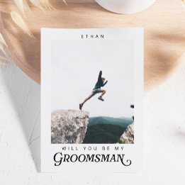 Kommer du att bli min Groomsman-minimalistfoto Mod