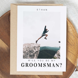 Kommer du att bli min Groomsman-minimalistfoto Mod