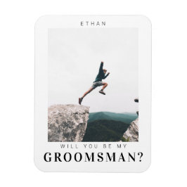 Kommer du att bli min Groomsman-minimalistfoto Mod Magnet