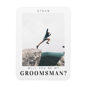Kommer du att bli min Groomsman-minimalistfoto Mod Magnet