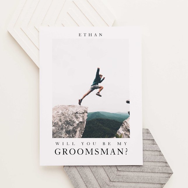 Kommer du att bli min Groomsman-minimalistfoto Mod Vykort (Skapare uppladdad)