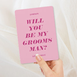 Kommer du att bli min Groomsman? Modern Rosa Inbjudningar