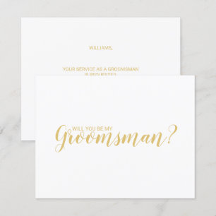 Kommer du att bli min Groomsman? Modern skript Gul Inbjudningar
