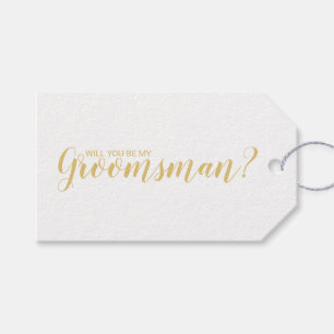 Kommer du att bli min Groomsman? Modern skript Gul Presentetikett