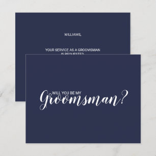 Kommer du att bli min Groomsman? Modern skript - m Inbjudningar