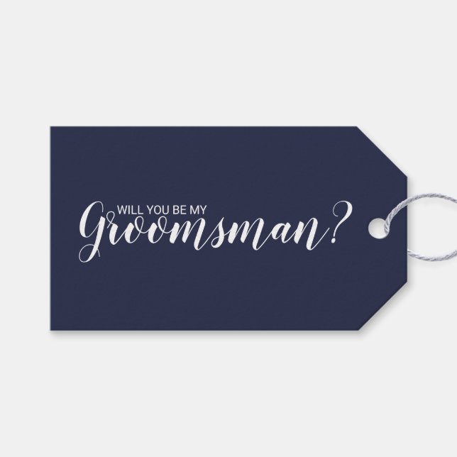Kommer du att bli min Groomsman? Modern skript - m Presentetikett (Framsidan (Horisontell))