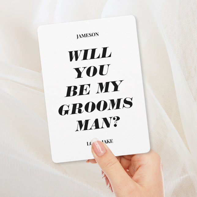 Kommer du att bli min Groomsman? Modern textinbjud Inbjudningar (Skapare uppladdad)