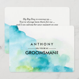 Kommer du att bli min Groomsman? Modern vattenfärg Inbjudningar