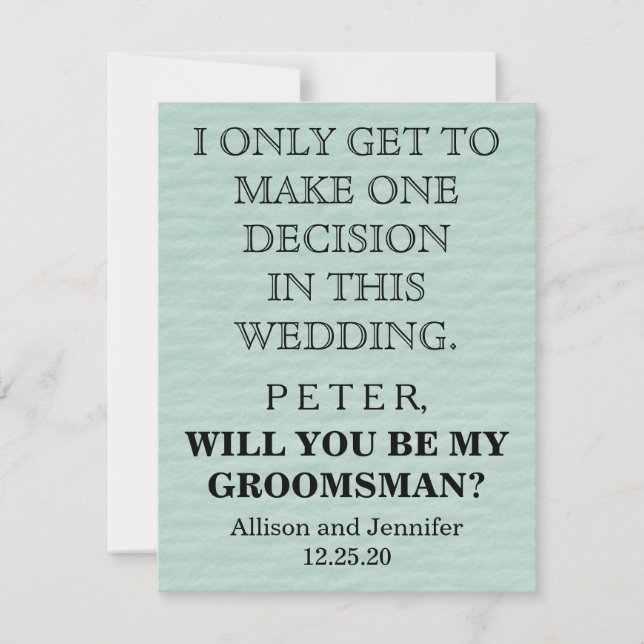 Kommer du att bli min Groomsman? Personaliserad Inbjudningar (Framsida)