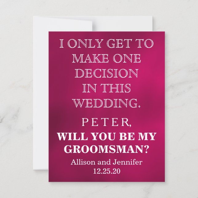 Kommer du att bli min Groomsman? Personaliserad Inbjudningar (Framsida)
