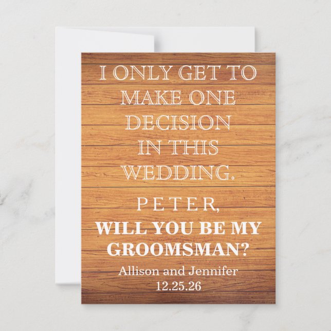 Kommer du att bli min Groomsman? Personaliserad Inbjudningar (Framsida)