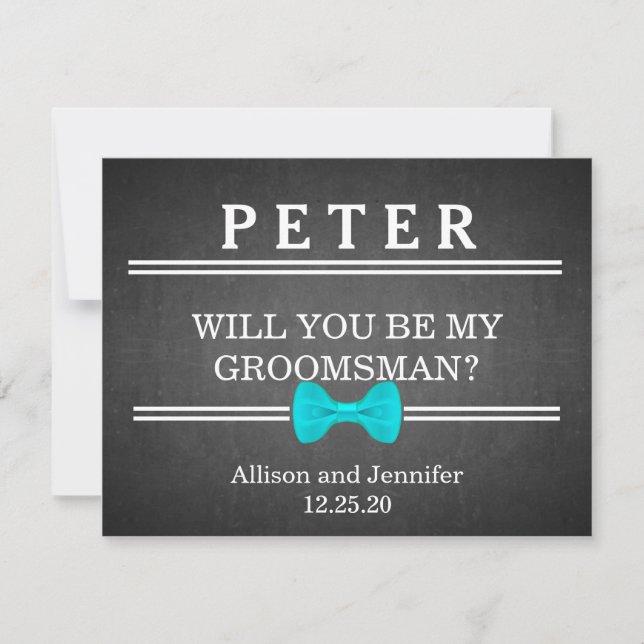 Kommer du att bli min Groomsman? Personaliserad Inbjudningar (Framsida)