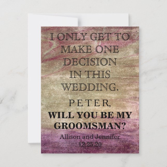 Kommer du att bli min Groomsman? Personaliserad Inbjudningar (Framsida)