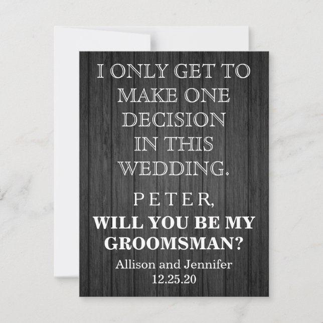 Kommer du att bli min Groomsman? Personaliserad Inbjudningar (Framsida)