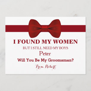 Kommer du att bli min Groomsman Red Bow Tie? Inbjudningar