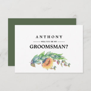 Kommer du att bli min Groomsman? Rustic Solblommor Inbjudningar