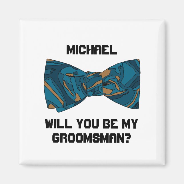 Kommer du att bli min Groomsman? Snyggt Tie Magnet (Framsidan)