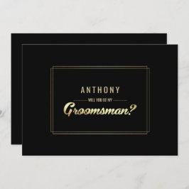 Kommer du att bli min Groomsman? Svarta Guld Bröll Inbjudningar
