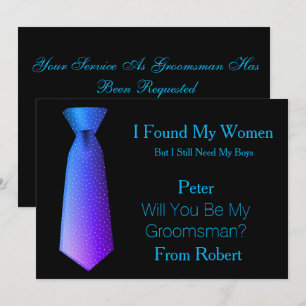 Kommer du att bli min Groomsman Teal & White Tie? Inbjudningar