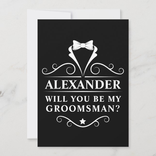 Kommer du att bli min Groomsman Tuxedo Tie Black (Framsida)