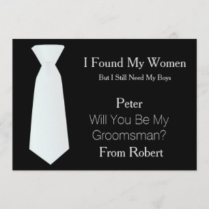 Kommer du att bli min Groomsman vit och svart Tie? Inbjudningar