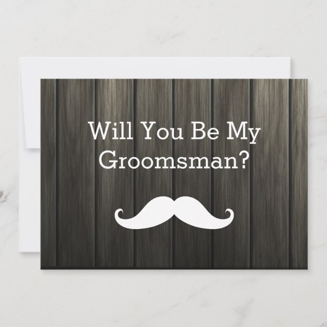 Kommer du att bli min Groomsman White Mustache Woo Inbjudningar (Framsida)