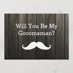 Kommer du att bli min Groomsman White Mustache Woo Inbjudningar