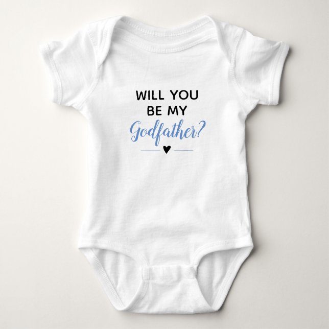 Kommer du att bli min gudfar Cute Boy Blue Baptism T Shirt (Framsida)