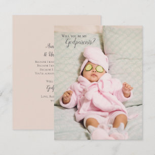 Kommer du att bli min gudföräldrar Fullt Photo Inb Inbjudningar
