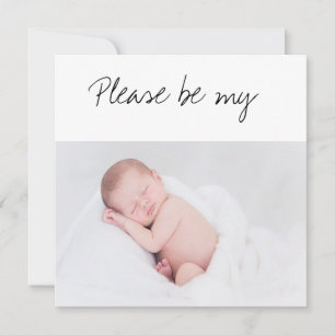 Kommer du att bli min GudParent Baby Foto Kort