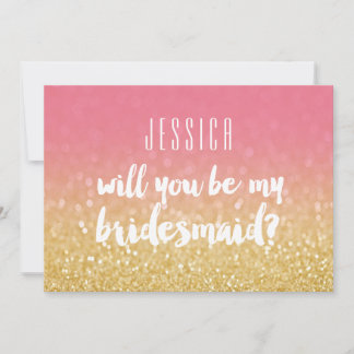 Kommer du att bli min Guld Rosa Ombre Glitter? Inbjudningar