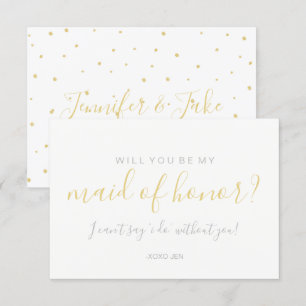Kommer du att bli min honorkort - Guld Dots White? Inbjudningar