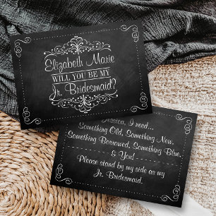 Kommer du att bli min Jr. Bridesmaid? Ornate Chalk Inbjudningar