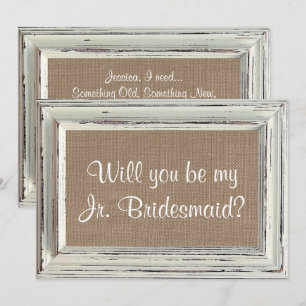 Kommer du att bli min Jr Bridesmaid - Rustic White Inbjudningar