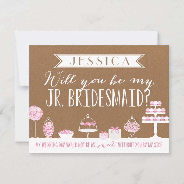 Kommer du att bli min Junior Bridesmaid? | Bridesm Inbjudningar (Framsida)