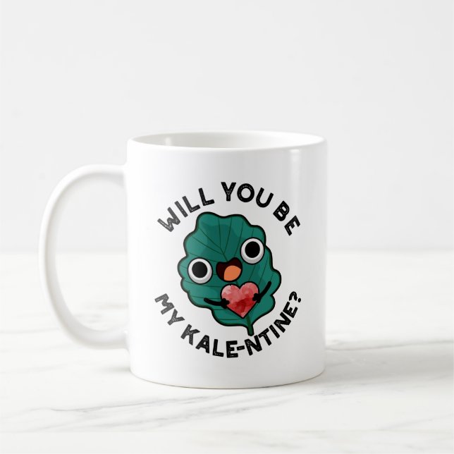 Kommer du att bli min Kale entine Funny Valentine  Kaffemugg (Vänster)