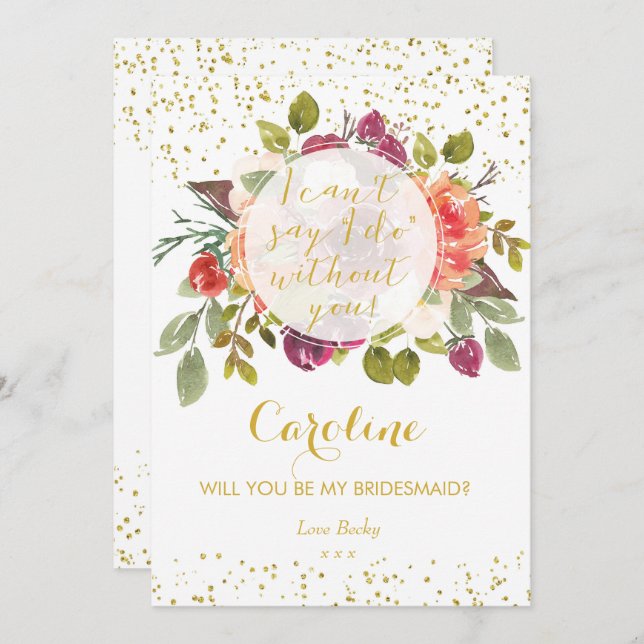 Kommer du att bli min lila guld blommigt inbjudningar (Fram/baksida)