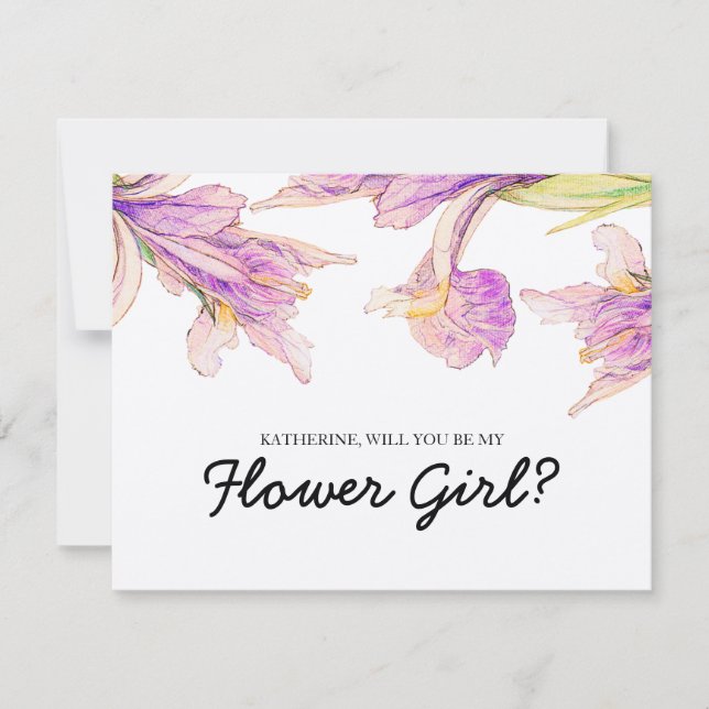 Kommer du att bli min Lila Iris-Blommigt? Inbjudningar (Framsida)