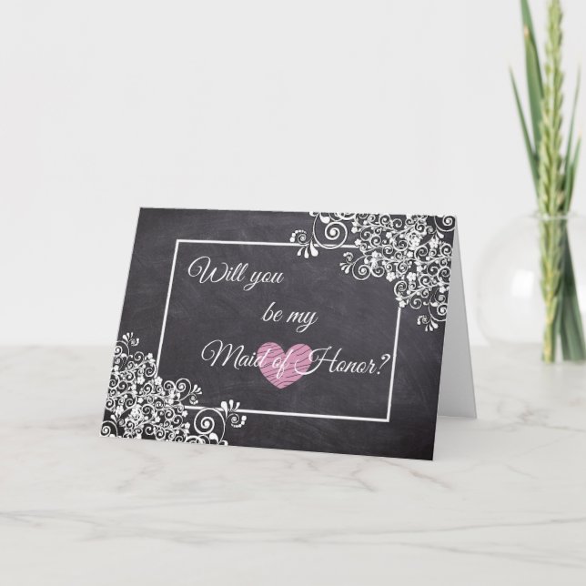 Kommer du att bli min Maid of honor Card Chalkboar Inbjudan (Framsida)