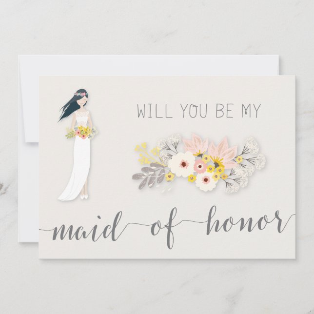 Kommer du att bli min Maid of honor Cards Girl Bla Inbjudningar (Framsida)