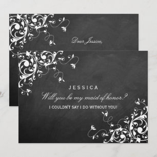 Kommer du att bli min Maid of honor Elegant Chalk Inbjudningar