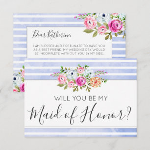 Kommer du att bli min Maid of honor Modern Blommig Inbjudningar